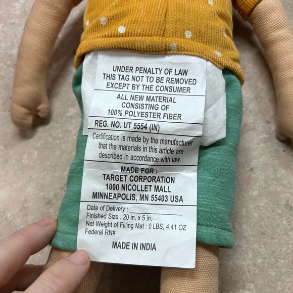 Pillowfort Plush Doll with Yellow Top and Green Bottoms - Picture 2 of 5